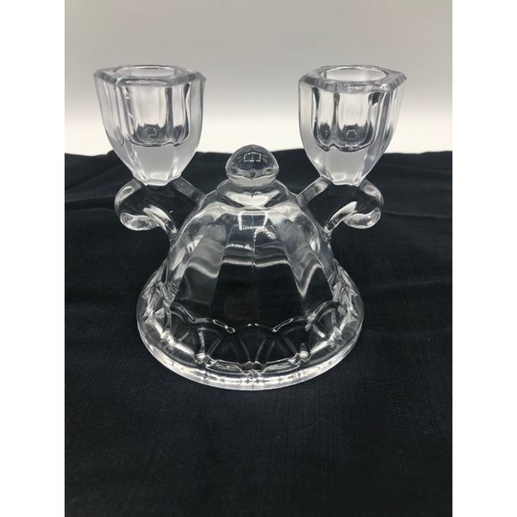 Vintage Imperial Glass Crocheted pattern dbl. light candleholder 40’s to 50’s - Picture 1 of 8